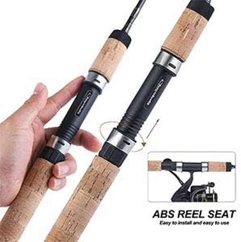 Fishing Rod and Reel Combos,Graphite Blank Rods,Stainless Steel Guides,2 Piece Spinning Rod Travel 500 Size Spinning Fishing Reel.