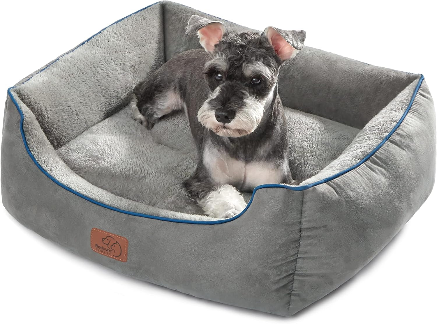 Dog Beds for Medium Dogs Cats - Indoor Puppy Bed for Medium Large Cat Washable, 25In Fluffy Rectangle Cuddle Pet Bed with Anti-Slip Bottom, Grey