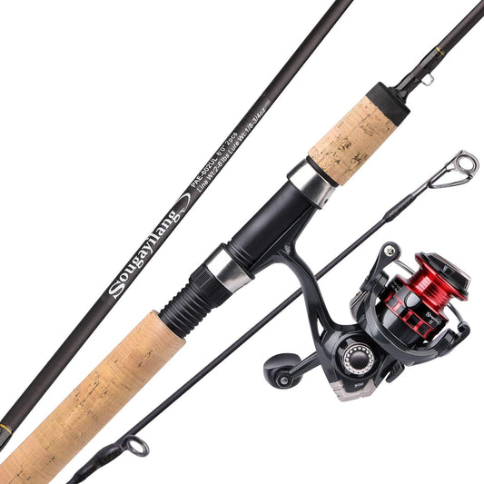 Fishing Rod and Reel Combos,Graphite Blank Rods,Stainless Steel Guides,2 Piece Spinning Rod Travel 500 Size Spinning Fishing Reel.