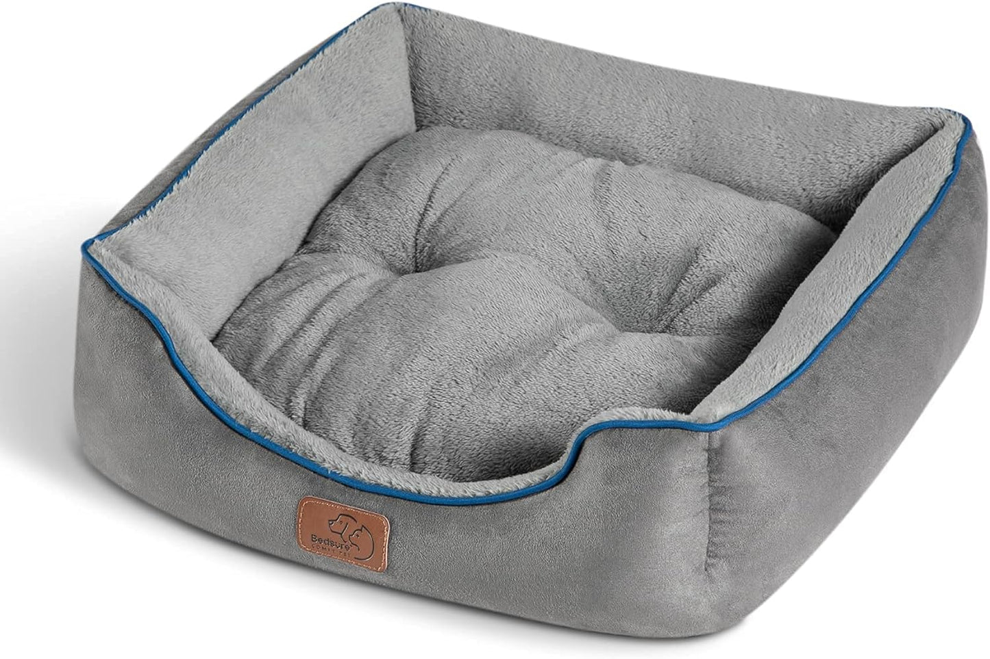 Dog Beds for Medium Dogs Cats - Indoor Puppy Bed for Medium Large Cat Washable, 25In Fluffy Rectangle Cuddle Pet Bed with Anti-Slip Bottom, Grey